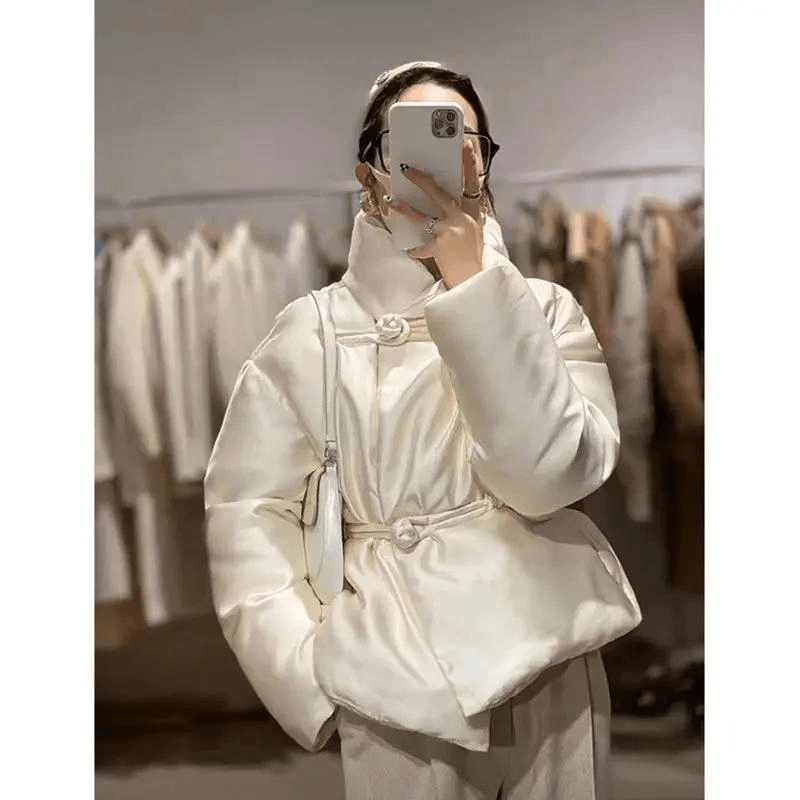 波司断码式羽绒服女士设计感小众中国风百搭高级感白鸭绒保暖2023