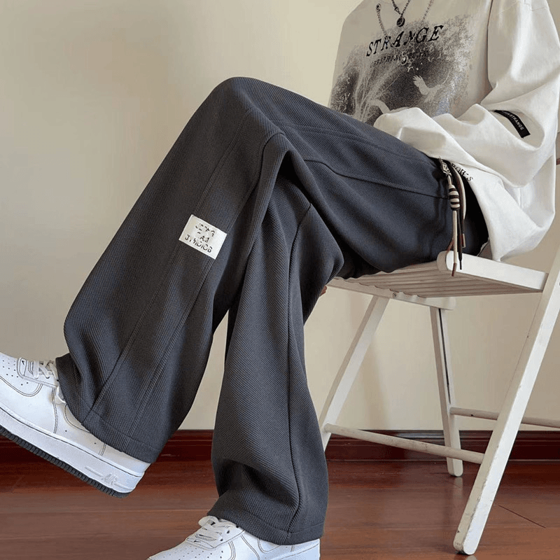 裤子男秋冬季美式复古高街潮牌痞帅加绒加厚保暖宽松直筒休闲长裤