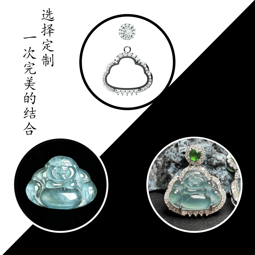 天然A货翡翠严选原料手工高端镶嵌定制 翡翠佛公ZL-0073