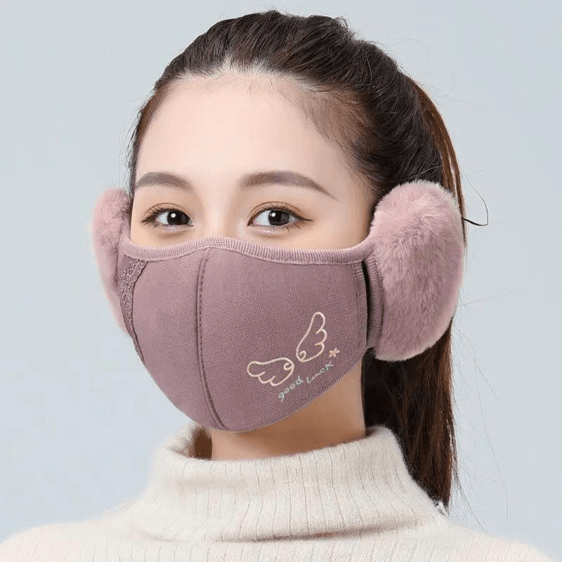 冬季保暖天使翅膀棉质透气面罩防寒口罩女士加厚防风骑行时尚韩版