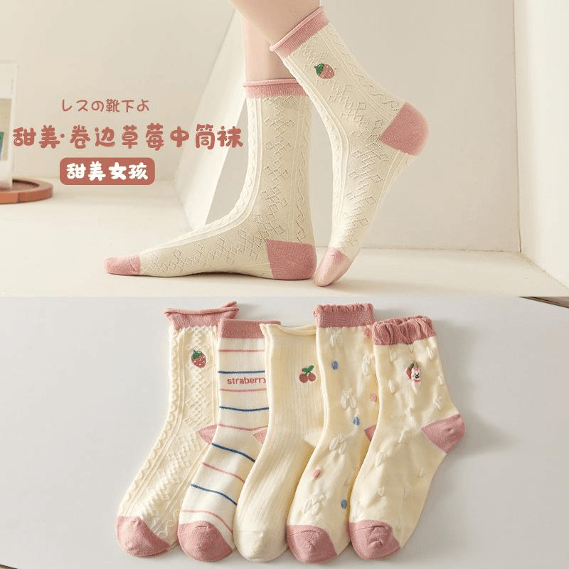 袜子女中筒春秋日系长袜子韩版高筒袜休闲长筒袜可爱女士堆堆袜