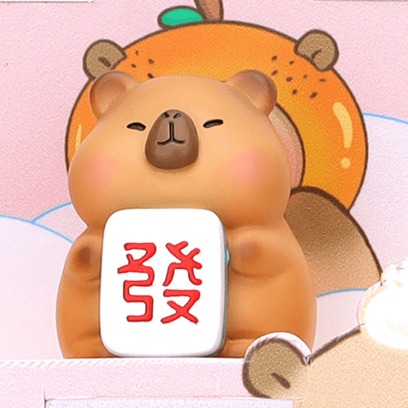 水豚卡皮巴拉豚满快乐盲盒潮玩手办可爱树脂工艺品装饰品摆件