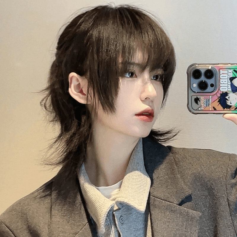 假发女男短发碎发自然全头套网红狼尾鲻鱼头新款时尚假发厂家