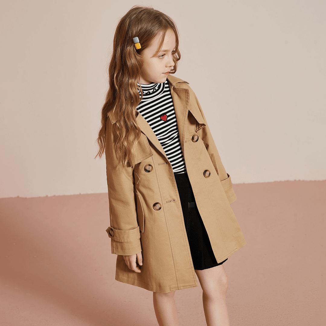 【粉丝专享】女童外套2023秋装儿童中长款休闲洋气时尚防风风衣外套