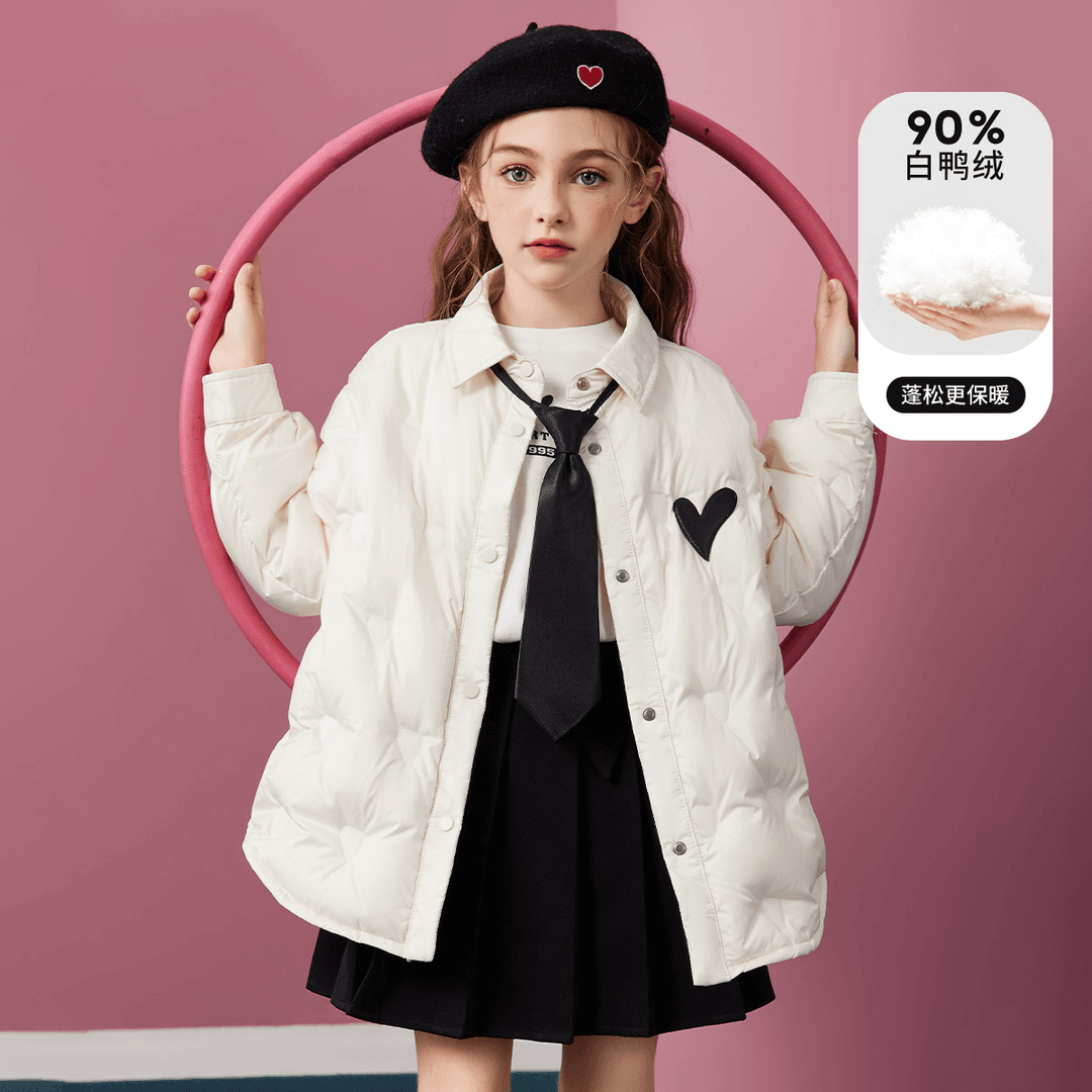 女童羽绒服2023冬款儿童加厚保暖轻薄白鸭绒休闲羽绒外套