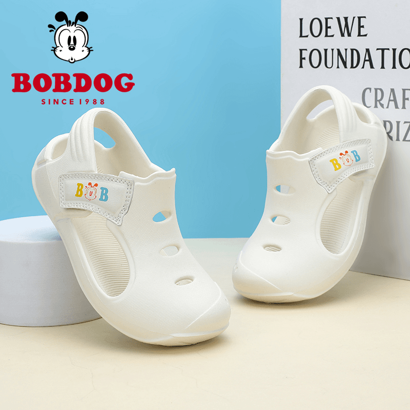 Bobdog/巴布豆夏季新款儿童凉鞋软底女童凉鞋防滑洞洞鞋男涉水鞋