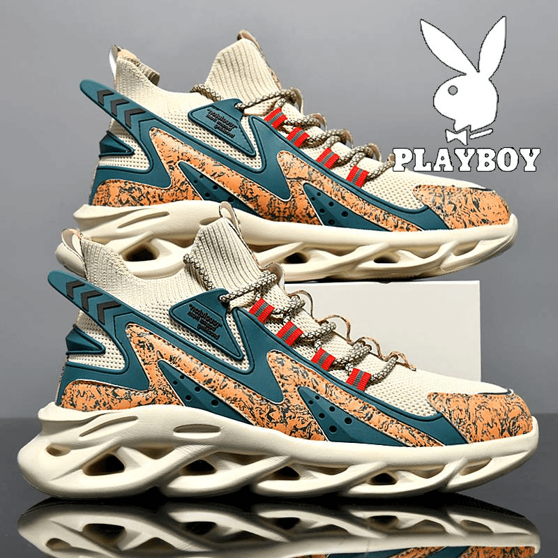 PLAYBOY百搭男鞋2024新款飞织刀锋老爹超轻减震国潮ins跑步运动鞋