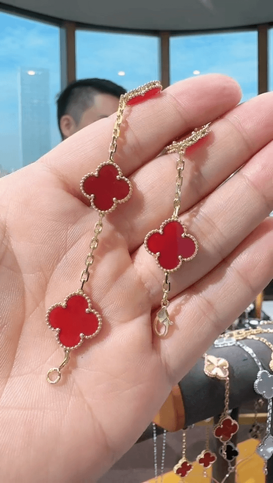 【闪购商品】玛瑙/玉髓手链18K金镶嵌五花手链