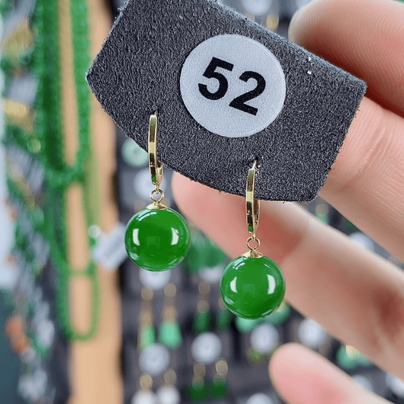 【闪购商品】和田玉耳饰18K金镶嵌小****?