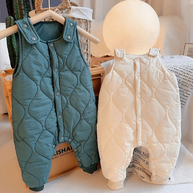 FCH宝宝背带裤秋冬外穿婴儿夹按扣连体裤子儿童加