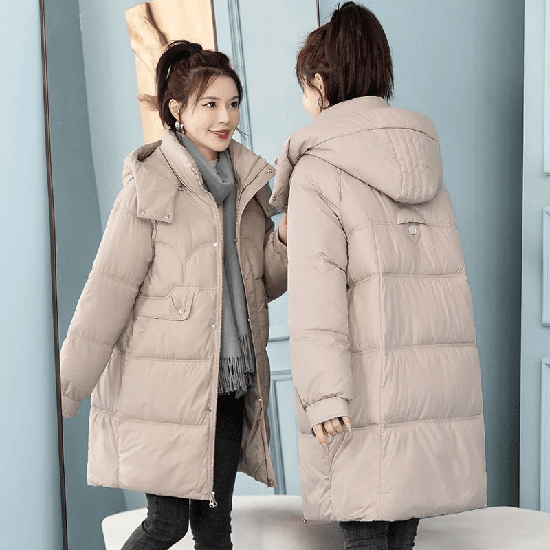 可拆帽羽绒服女20233新款中长款大码宽松保暖棉衣冬季棉袄棉服棉