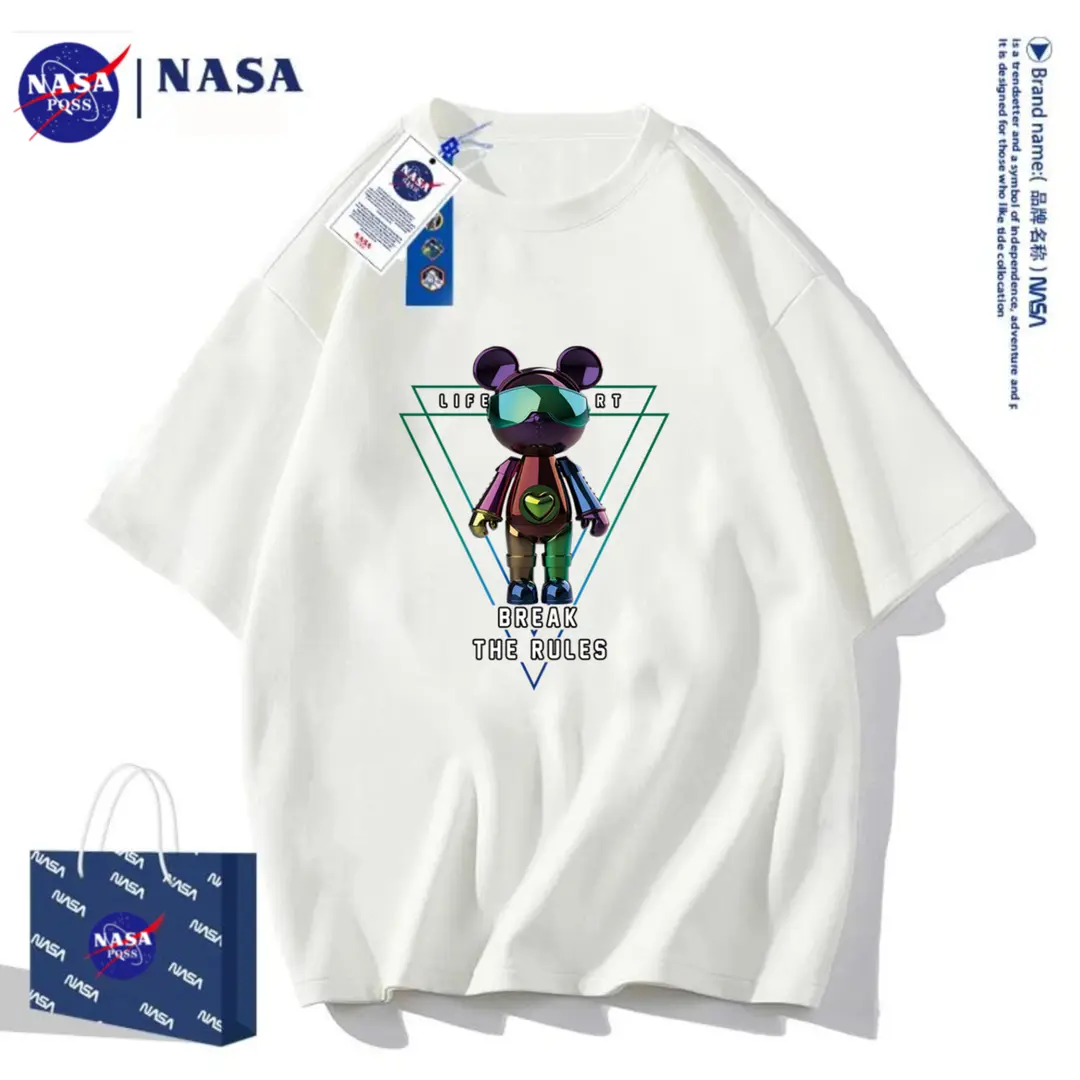 NASA POSS联名2023新款夏季潮流时尚纯棉男女情侣款透气百搭T恤