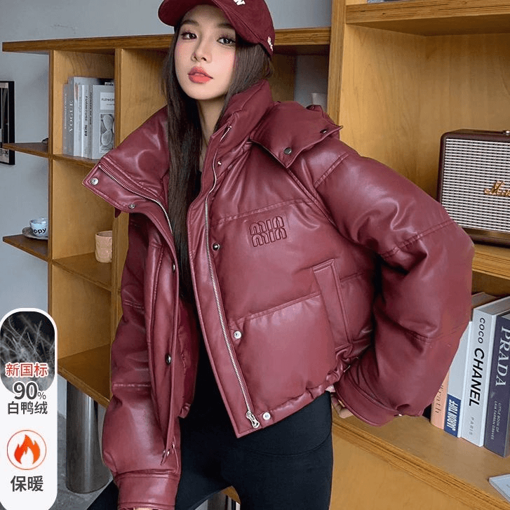 短款外套蛋白皮宽松连帽新款女保暖羽绒服小个子加厚冬季白鸭绒