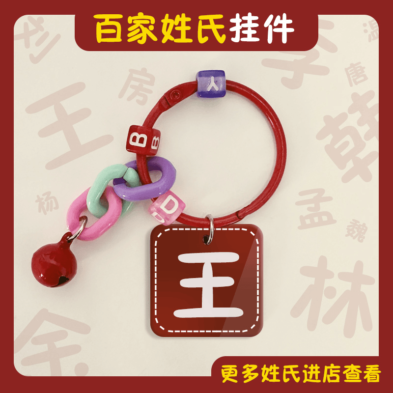 百家姓王挂件防丢短款创意防摔便携u盘挂饰钥匙包包挂链吊坠通用