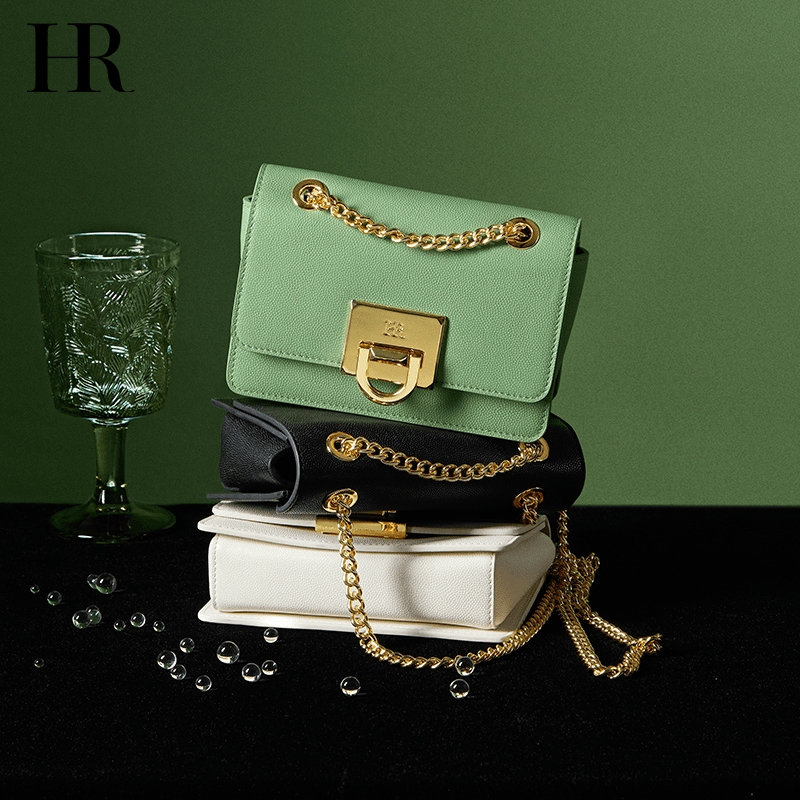 HR/赫莲娜2023初秋新款链条小方包单肩包斜挎小包高级感轻奢女包