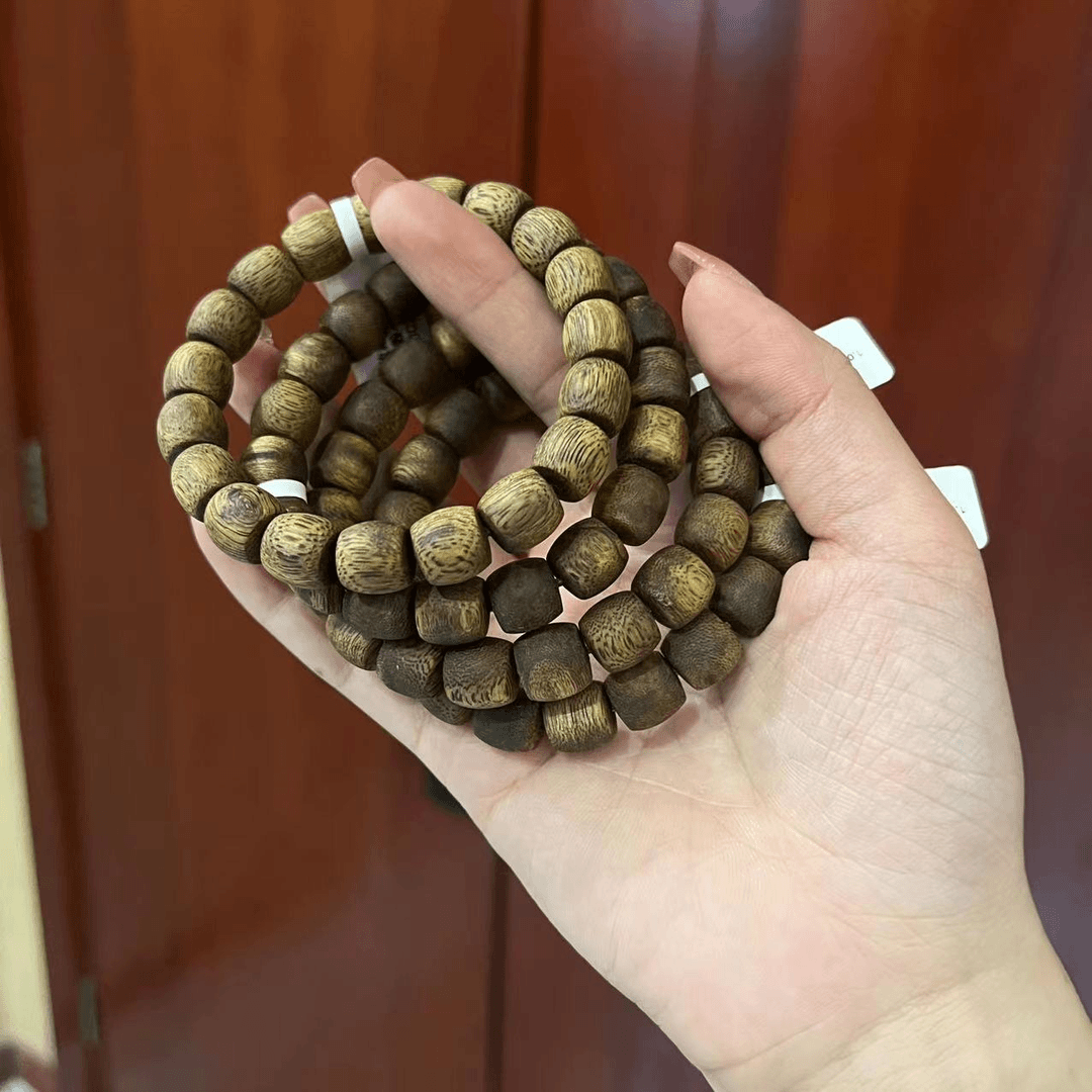 木鉴阁海南莺歌绿棋1.0桶珠手串一串（多样性发其一）