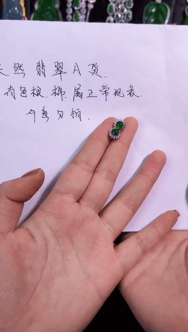 【闪购商品】翡翠颈饰银S925镶嵌耳钉