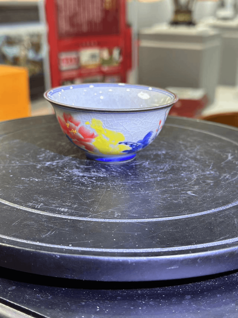 A627青花牡丹主人杯/一件