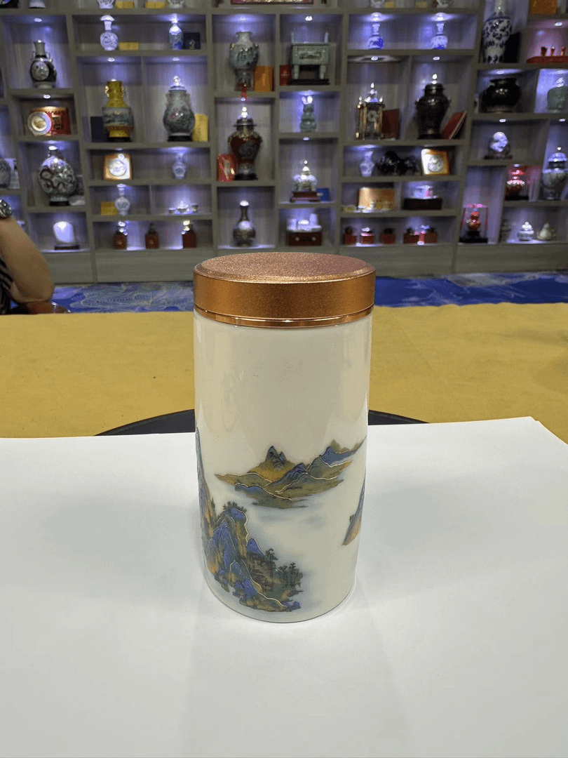 A628千里江山图茶叶罐/一件