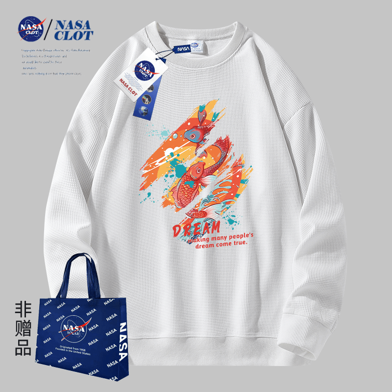 NASA联名2023秋季新款锦鲤长袖男女同款美式潮牌情侣长袖卫衣休闲