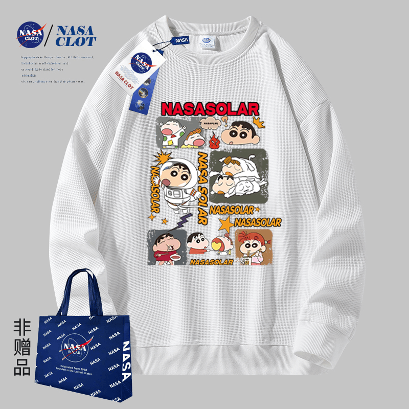 NASA联名2023秋季新款卡通动漫印花男士百搭户外运动情侣圆领卫衣