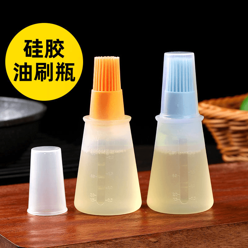 耐高温硅胶油刷 带盖子刷油瓶硅胶油壶刷 烧烤刷油瓶 硅胶油瓶刷