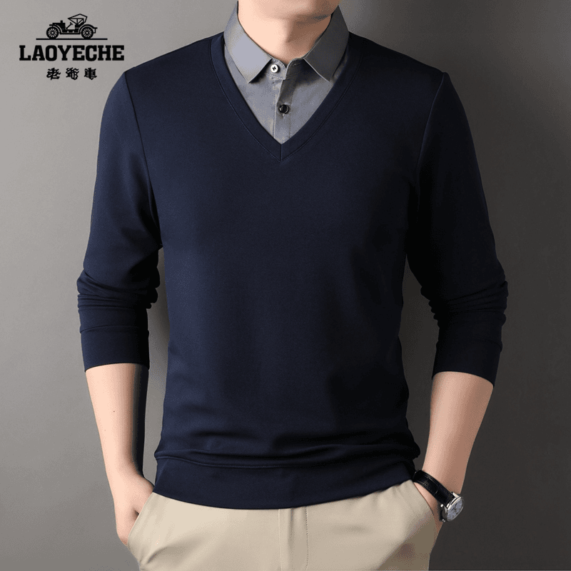 LAOYECHE/老爷车休闲假两件宽松透气百搭男士长袖t桖【GR85721】
