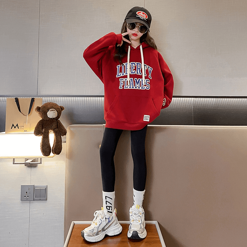 女童卫衣秋装2023新款洋气儿童秋季连帽上衣女大童春秋款宽松童装