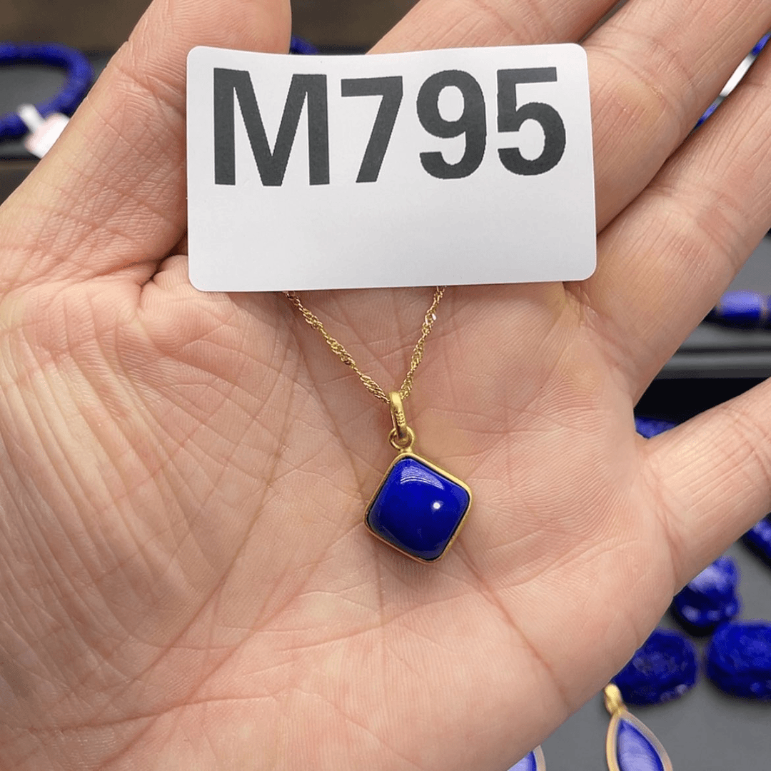 【闪购商品】青金石吊坠银S925镀金镶嵌