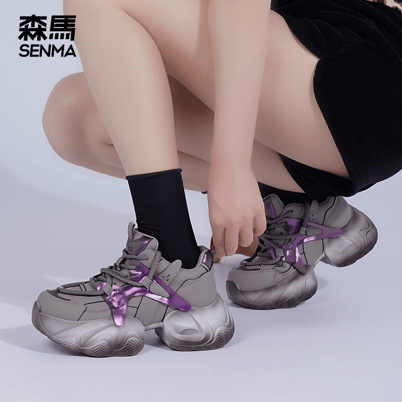 SENMA/森马秋冬新款紫气东来厚底增高老爹鞋休闲百搭时尚运动潮鞋