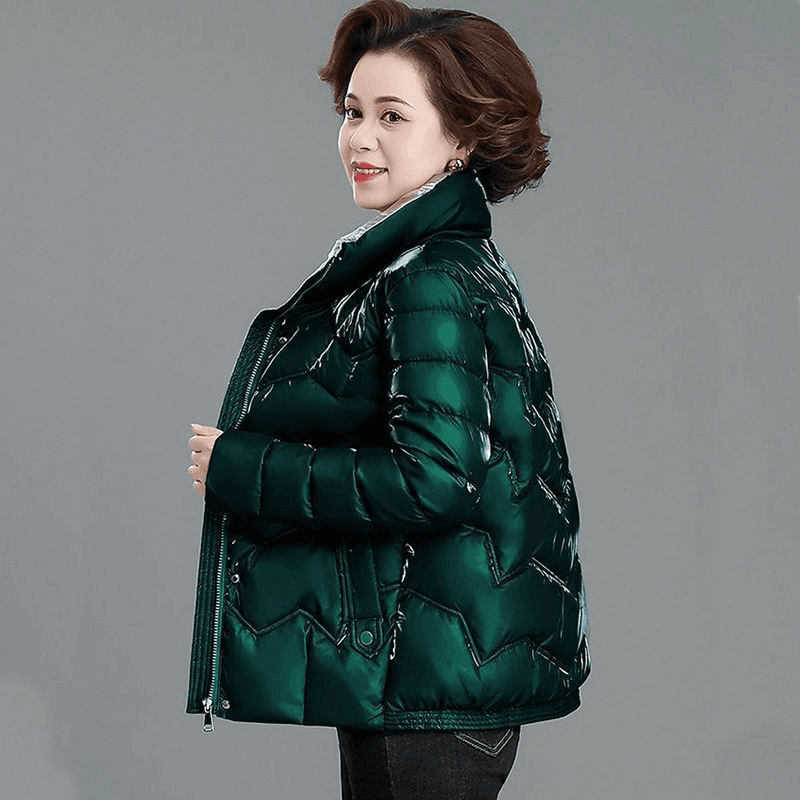 秋冬款冬季羽绒服女高档羽绒服亮面免洗棉衣妈妈40到50岁外穿洋款