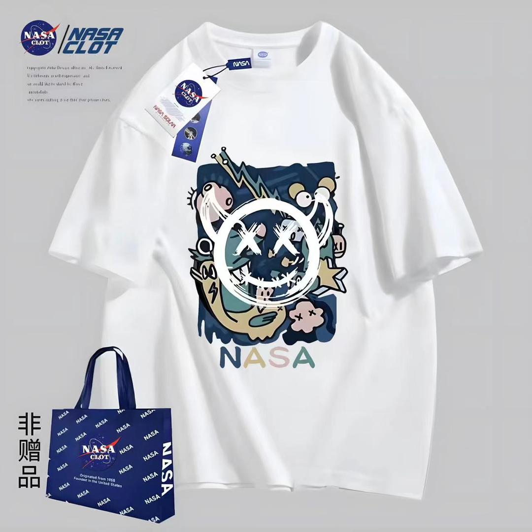 2023年新款NASA潮牌联名款纯棉印花T恤宽松-鬼脸