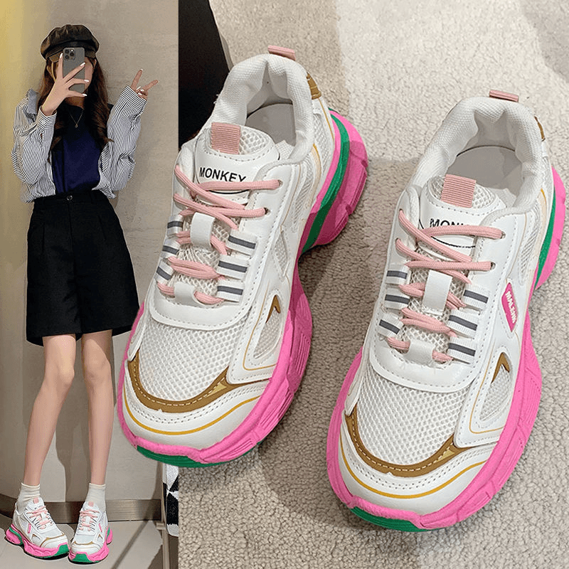 百丽王网红ins透气老爹鞋女2024年春秋款百搭轻便爆款洋气运动鞋