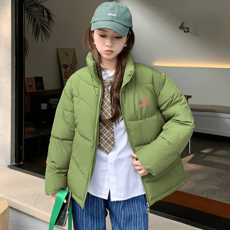 立领印花棉服2023冬季新款韩版宽松外穿棉衣学生棉袄外套