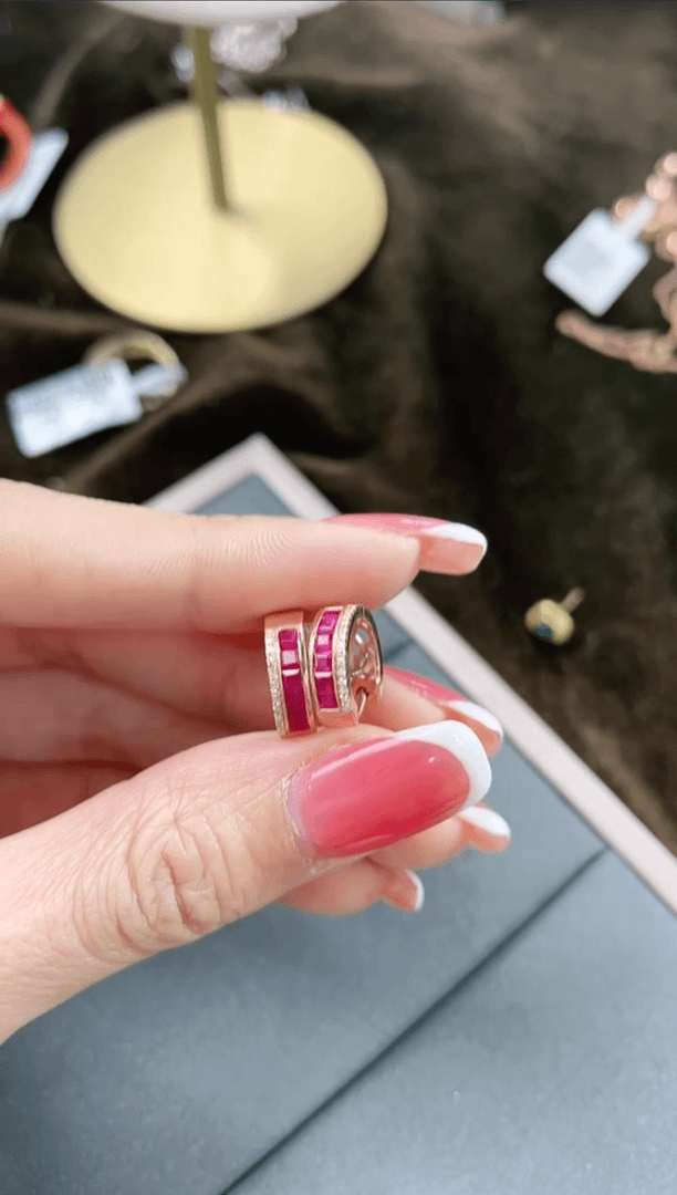 【闪购商品】红宝石耳饰18K金镶嵌1