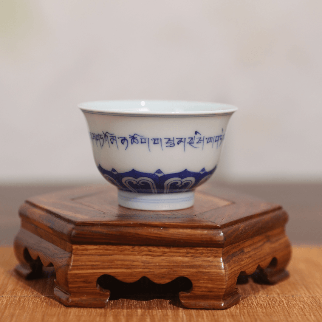【天成赏瓷】纯手工手绘梵文高端茶器主人杯单杯茶具jy.