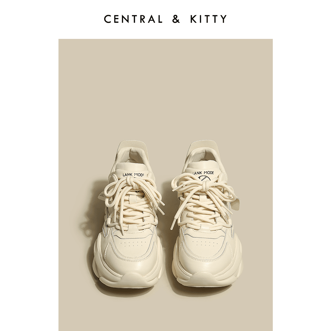 CENTRALKITTY厚底白色运动休闲老爹鞋小白鞋女款2023新款春秋夏季
