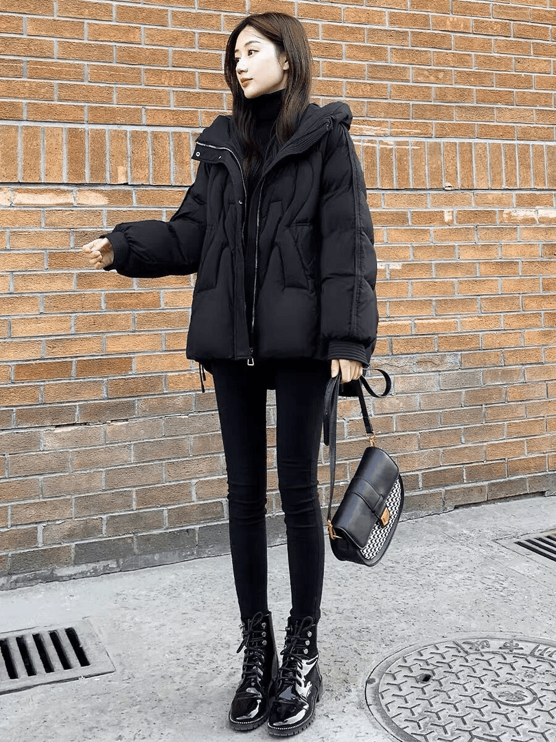短款羽绒服女冬季2023年新款韩版宽松显瘦设计感小众连帽加厚外套