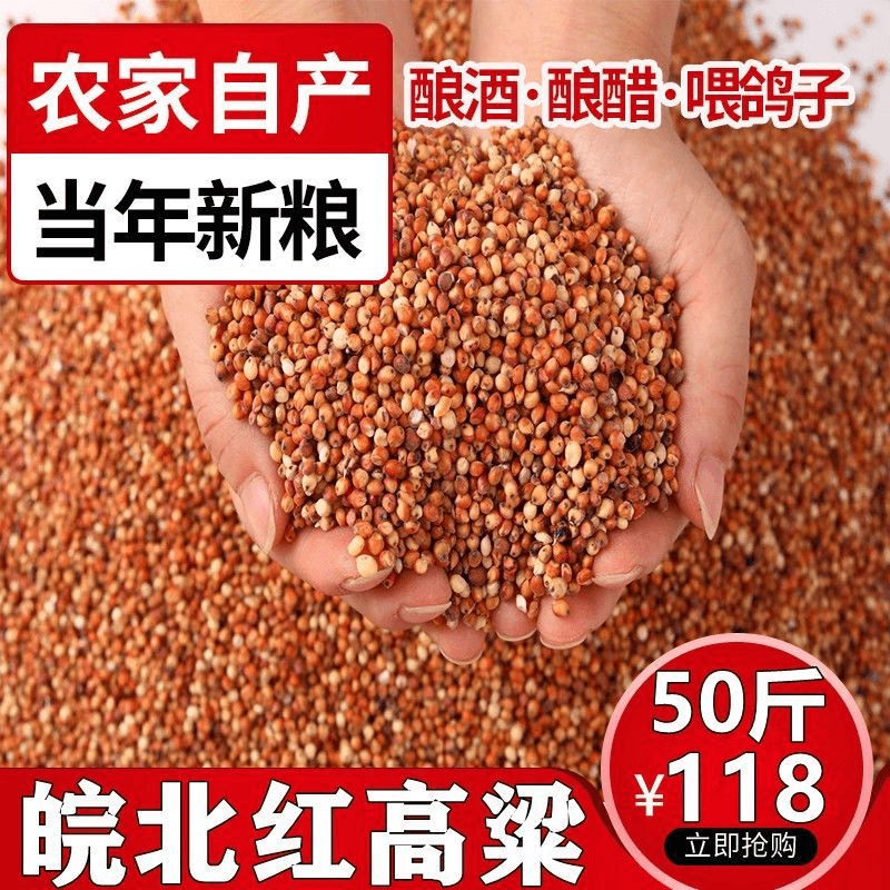 23年带皮红高粱米去壳未脱皮红高梁酿酒高粱喂鸽子饲料50斤装25KG