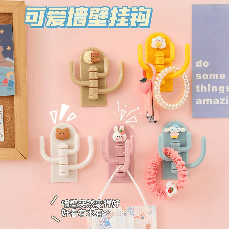 免打孔挂钩可爱无痕三钩墙壁强力粘贴承重粘钩旋转钥匙挂门后挂钩