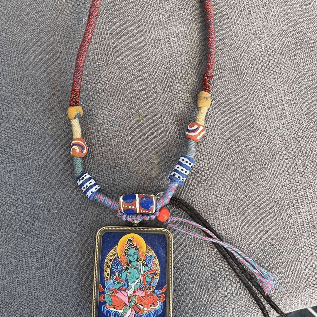 青海热贡作品/纯手绘绿度母唐卡