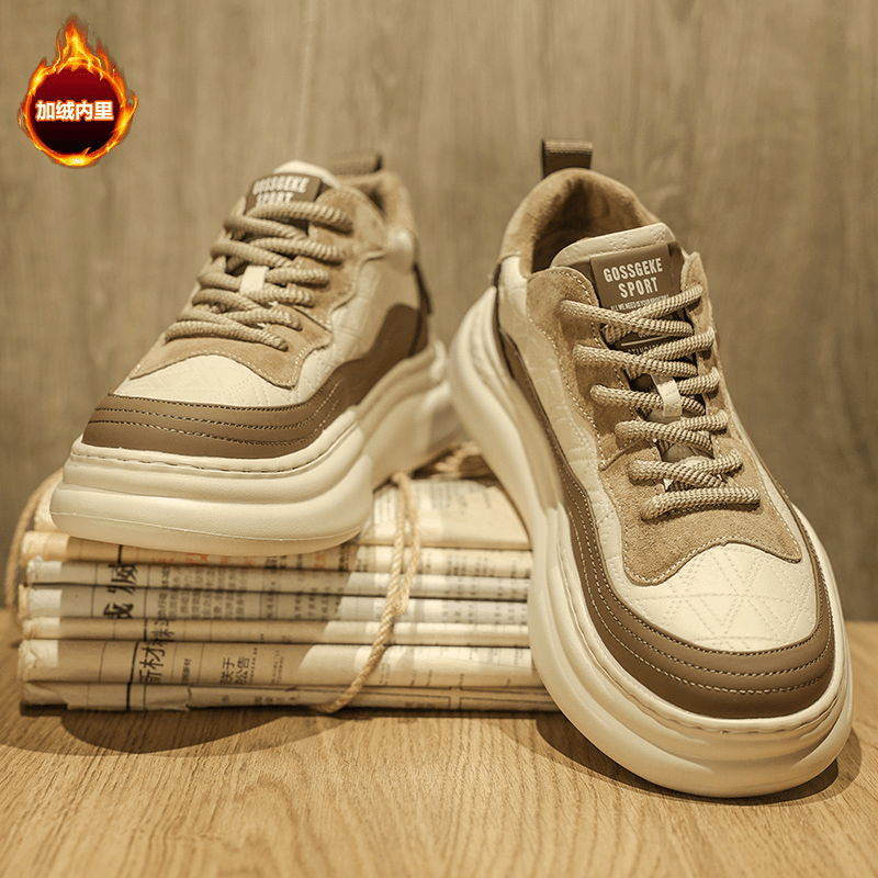 NY老爹鞋男鞋秋冬季加绒保暖厚底板鞋休闲运动鞋时尚二棉鞋阿甘鞋