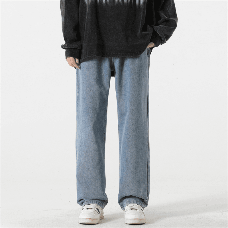 高街直筒裤新款秋冬新品男士百男牛仔裤子潮流牛仔裤宽松港风ins