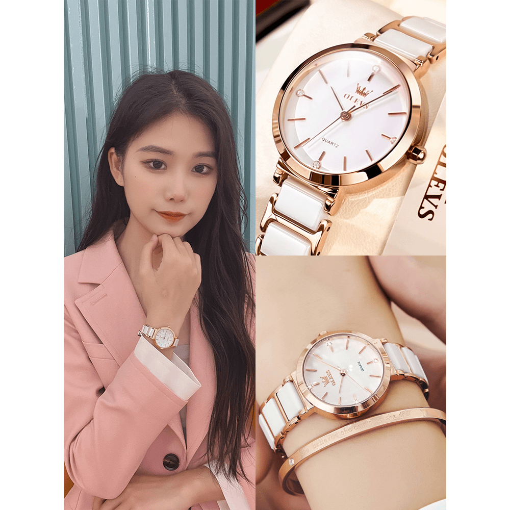 2023新款欧利时正品名牌女士陶瓷手表女款学生防水气质女表S-5877