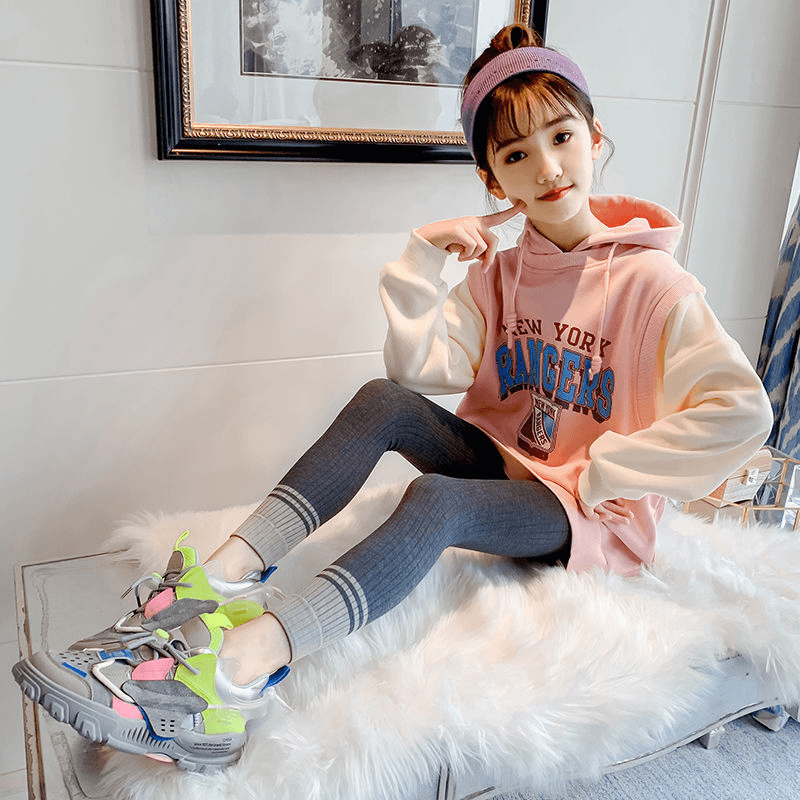 女童打底裤春秋外穿竖条抗起球裤袜儿童裤子加绒小女孩时髦长裤女