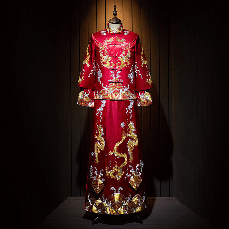 秀禾服男2024年新款新郎装中式礼服古装唐装结婚大码接亲服敬酒服