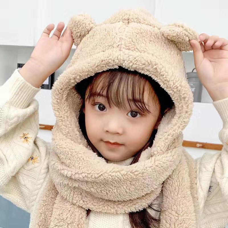 Hat Female Winter Korean Students' One Piece Hat Thickened Thermal Hat Scarf Gloves Three Piece Set 999