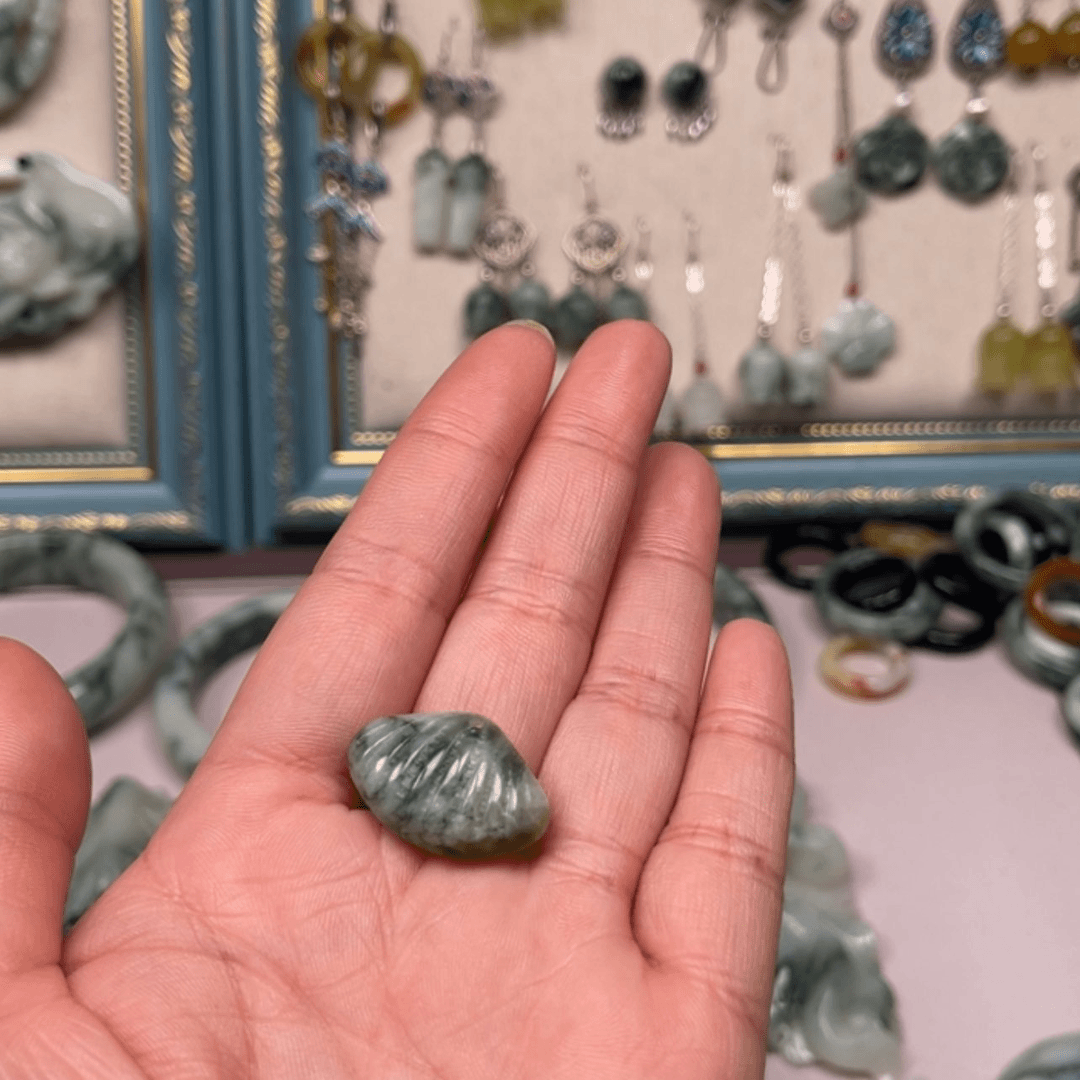 【闪购商品】透闪石-蛇纹石玉耳饰未镶嵌短**全