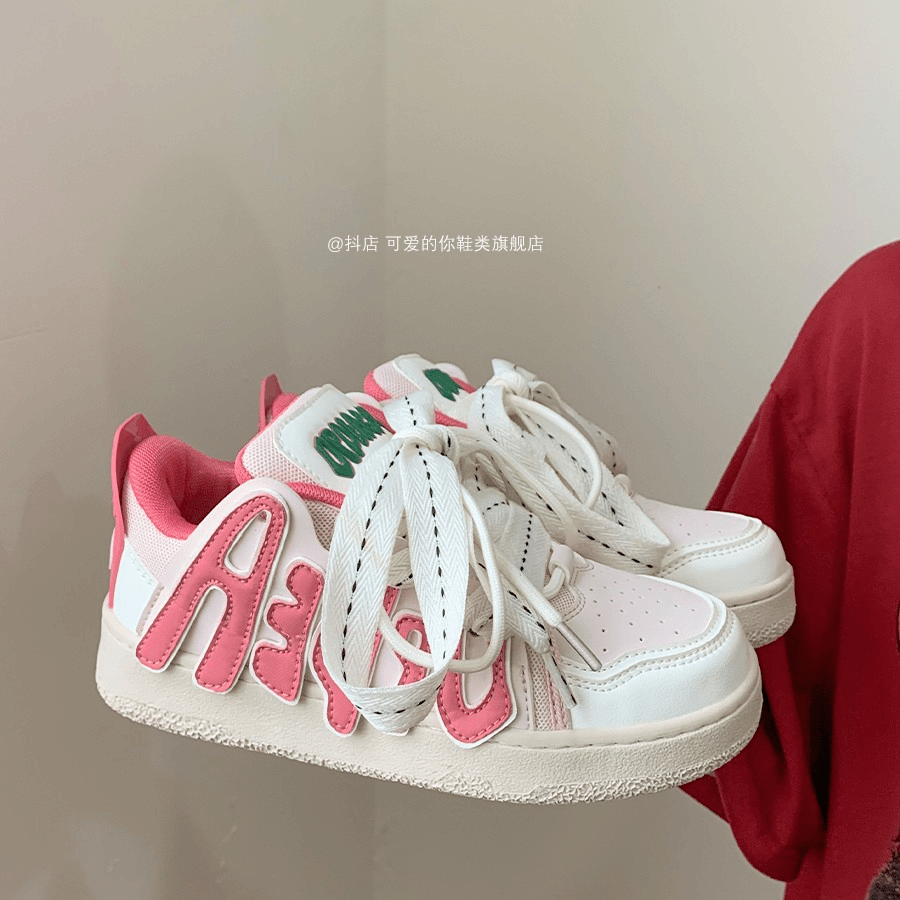蔷薇粉小众百搭低帮韩系百搭休闲学生党板鞋女鞋厚底系带小白鞋潮