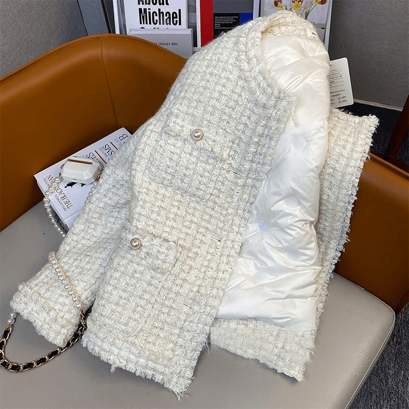 羽绒服小香风羽绒服女冬季2023年新款气质加厚鸭羽绒内胆粗